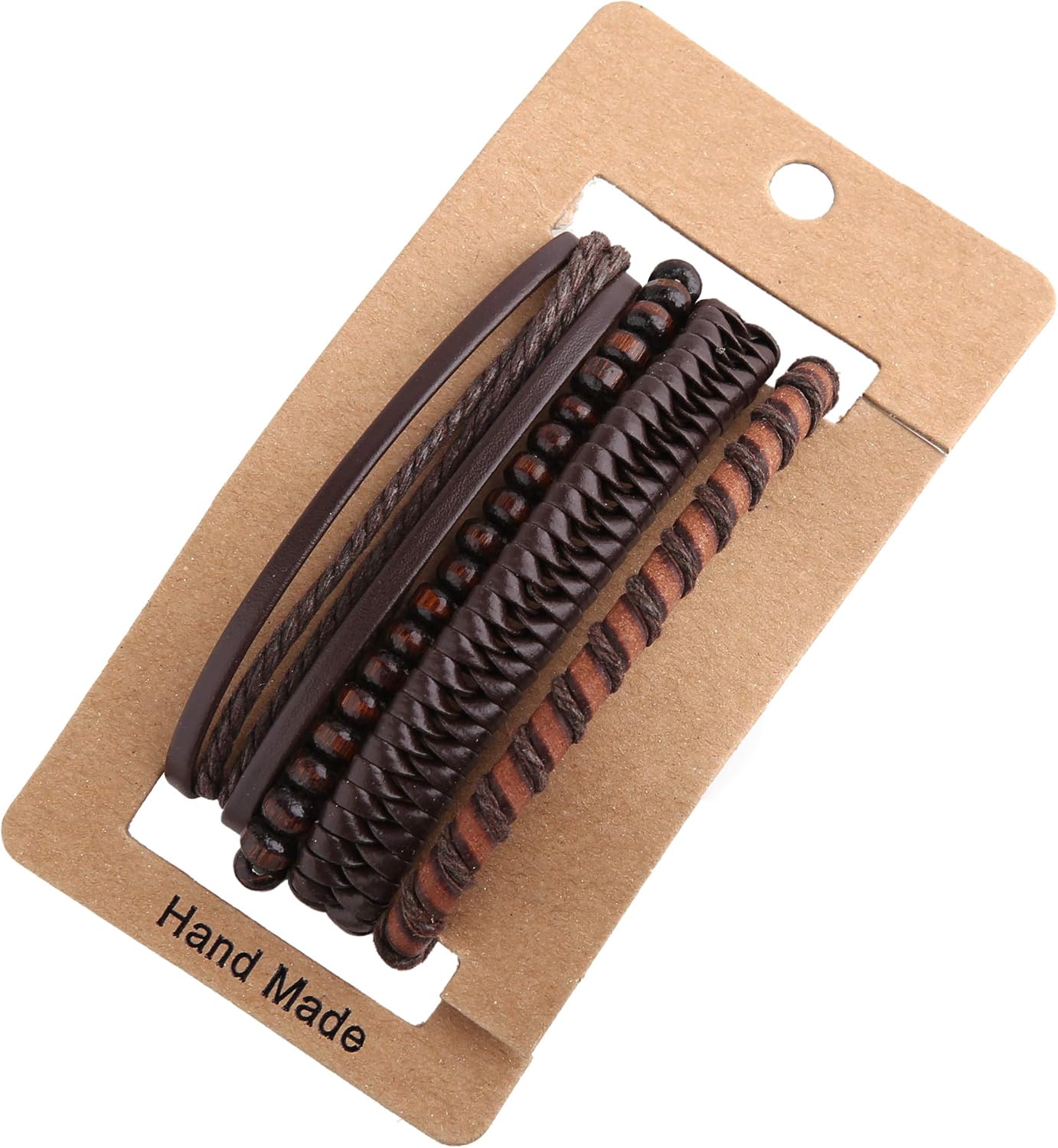 STWTR Mix 8 Wrap Bracelets Men Women, Hemp Cords Wood Beads Ethnic Tribal Bracelets, Leather Wristbands