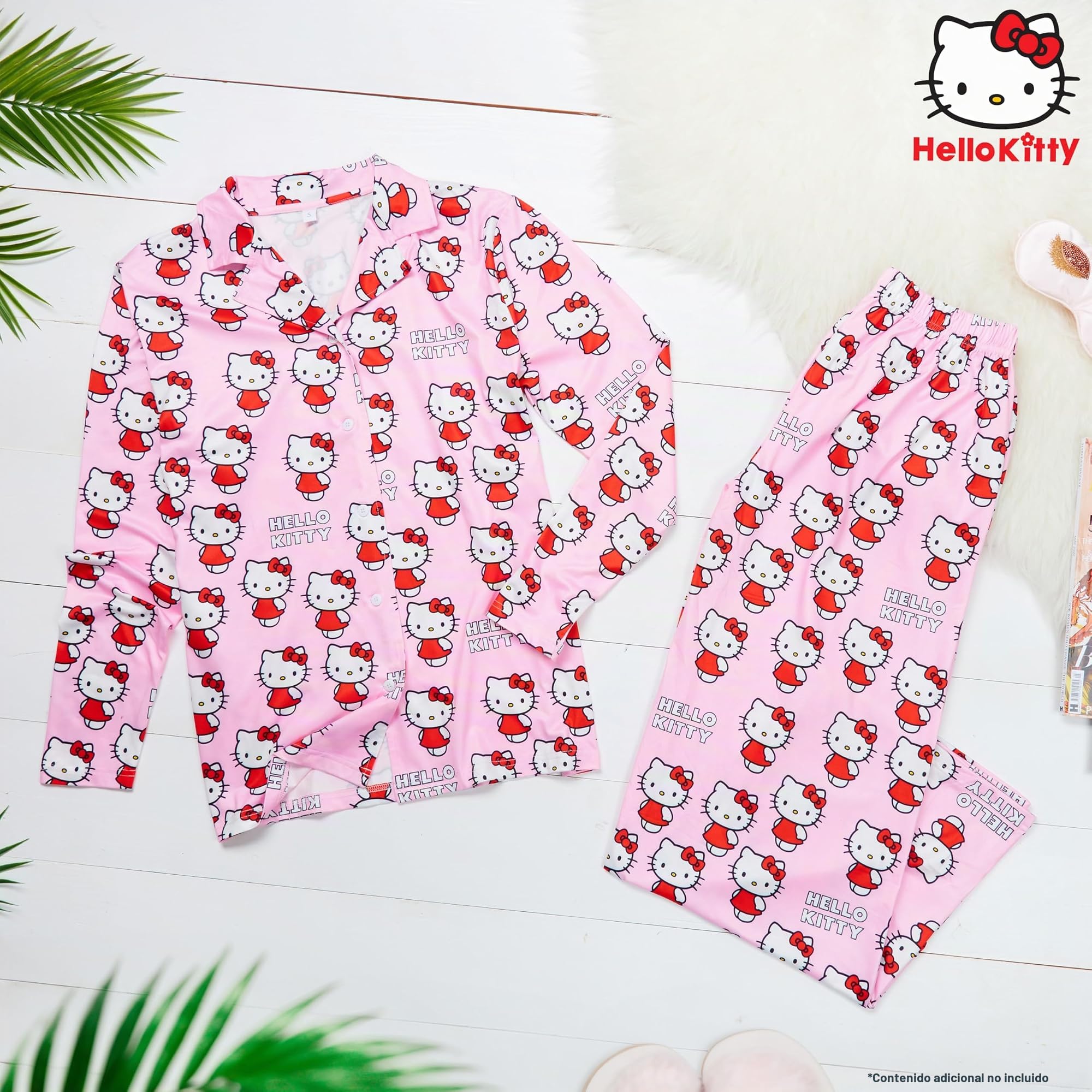 Hello Kitty Larga Pijama con Mangas para Mujer - Regalo Mujer