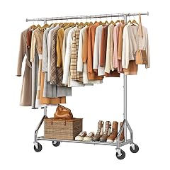 Simple Trending Clothes Rack Rolling Clothing Rack for Hanging Clothes Metal Garment Rack with Shelves Load 450 LBS