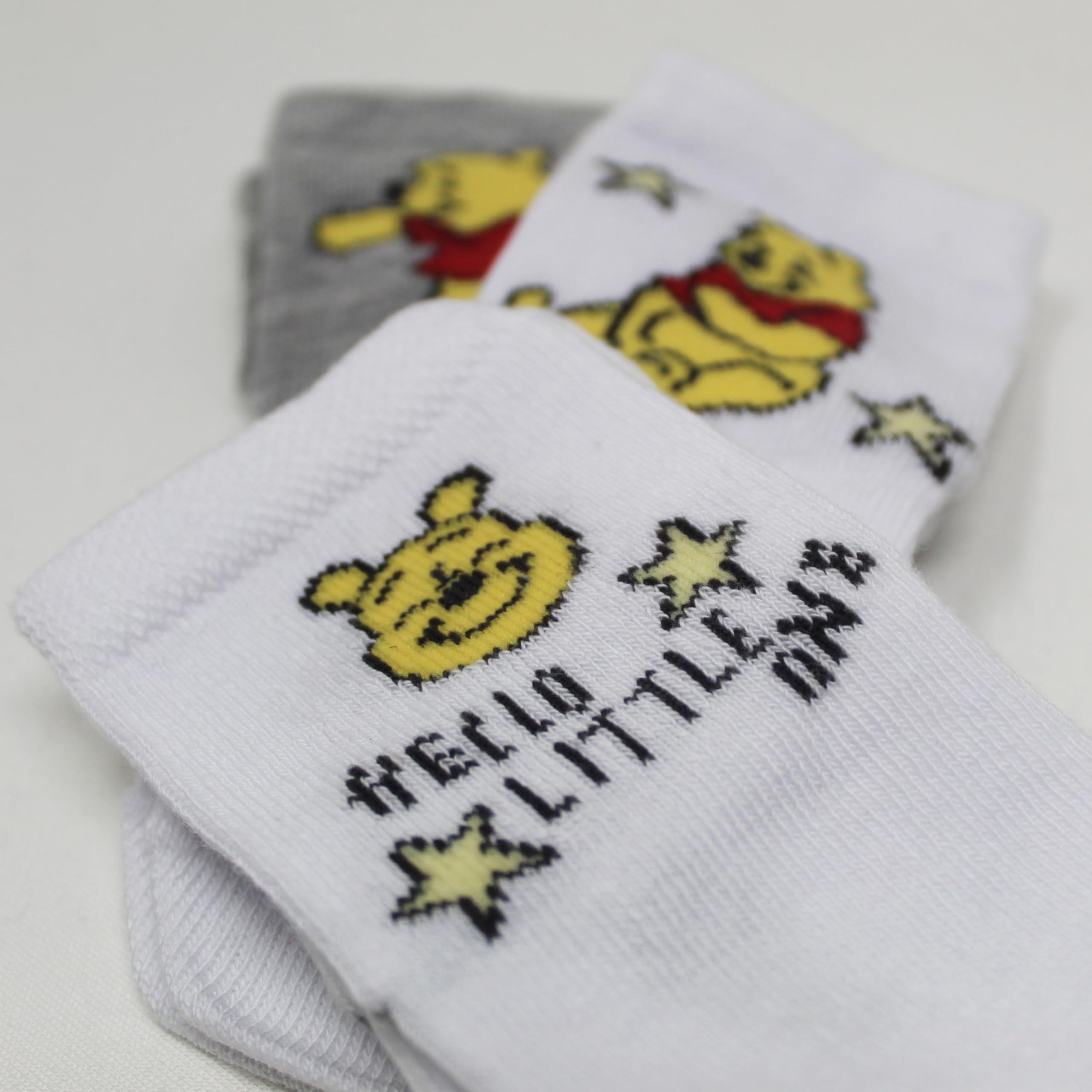 Disney Winnie l'ourson Chaussettes Mixte Bébé 3 Paires Coffret Cadeau Gris et Blanc