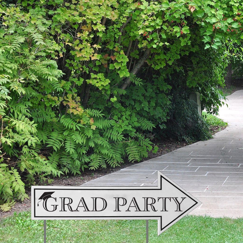 VictoryStore Graduation Party Yard Signs - 2-Pack Directional Arrow Signs - 23"x9" Double-Sided Printed Corrugated Plastic with Stakes - Graduation Decorations Outdoor - Easy Setup