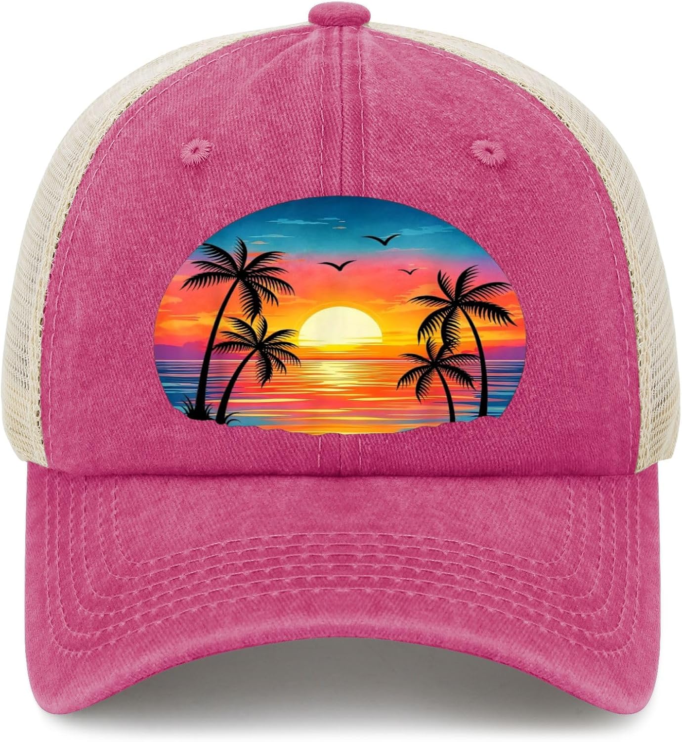 Palm Tree Retros Sunset Summer Beach Vintage Tropical Graphic Golf Hat Running