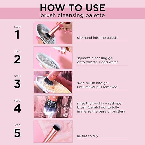 Miniatura 7 de EcoTools Juego de limpiador de maquillaje profesional para brochas de maquillaje, cepillo y esponja de maquillaje champú limpiador + Real Techniques