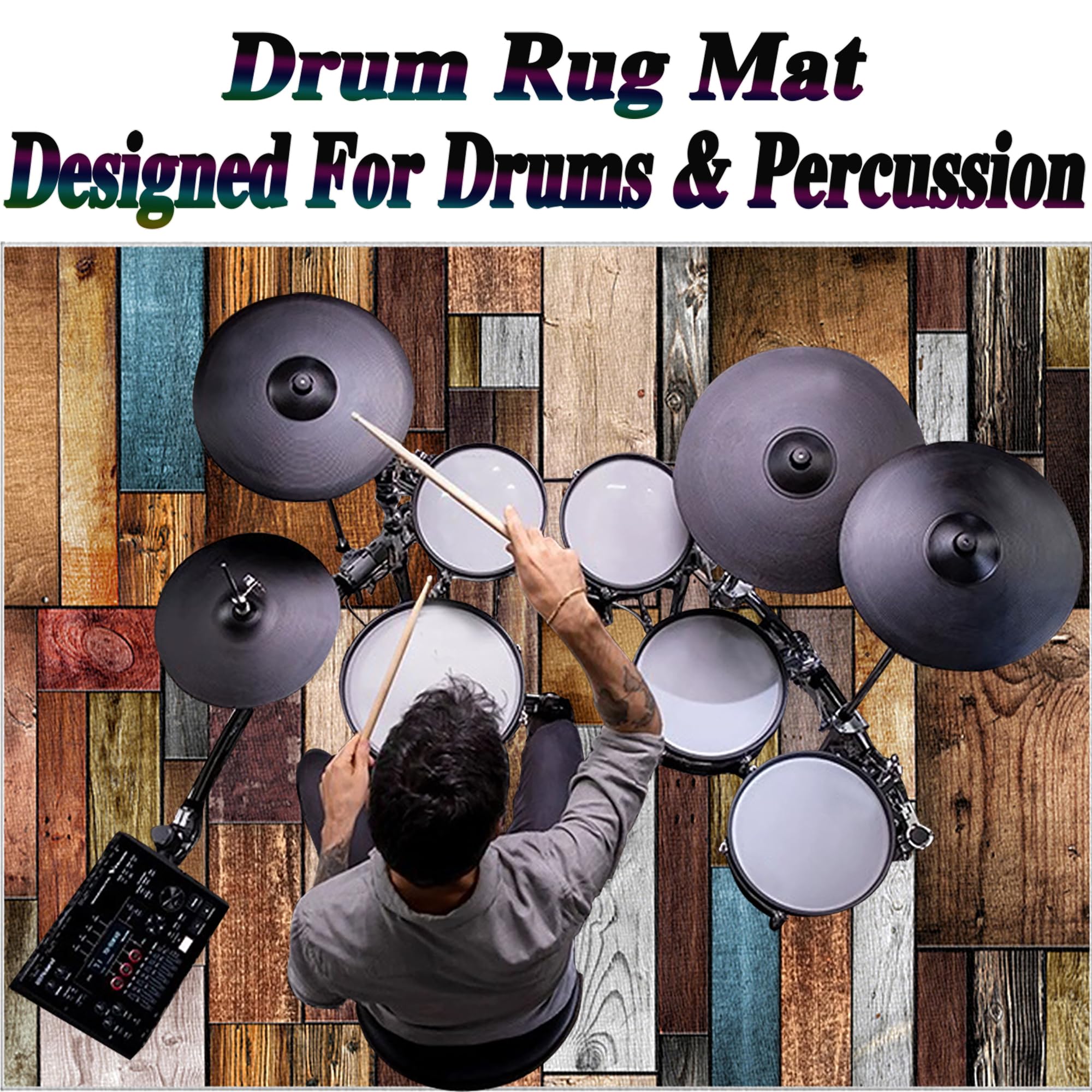 Tappeto per Batteria Professionale Tappeto a Tamburo Tappetino per Batteria Elettronica Strumenti Musicali Coperta Antiscivolo Tappetino Insonorizzato Tappeto Drum Accessori per Batteria 230 x 180 cm
