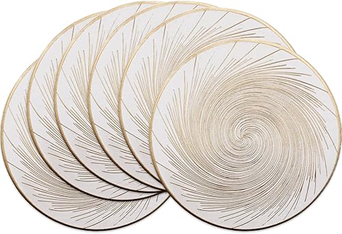 PIGCHCY Juego de 6 manteles individuales metálicos dorados, manteles individuales redondos de vinilo de plástico para mesa de comedor,