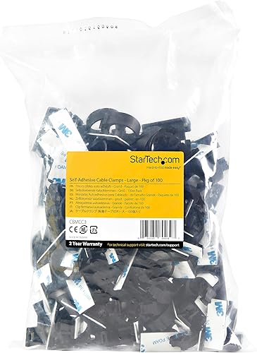Miniatura 7 de StarTech.com 100 Adhesive Cable Management Clips Black - Network/Ethernet/Office Desk/Computer Cord Organizer - Sticky Cable/Wire Holders - Nylon