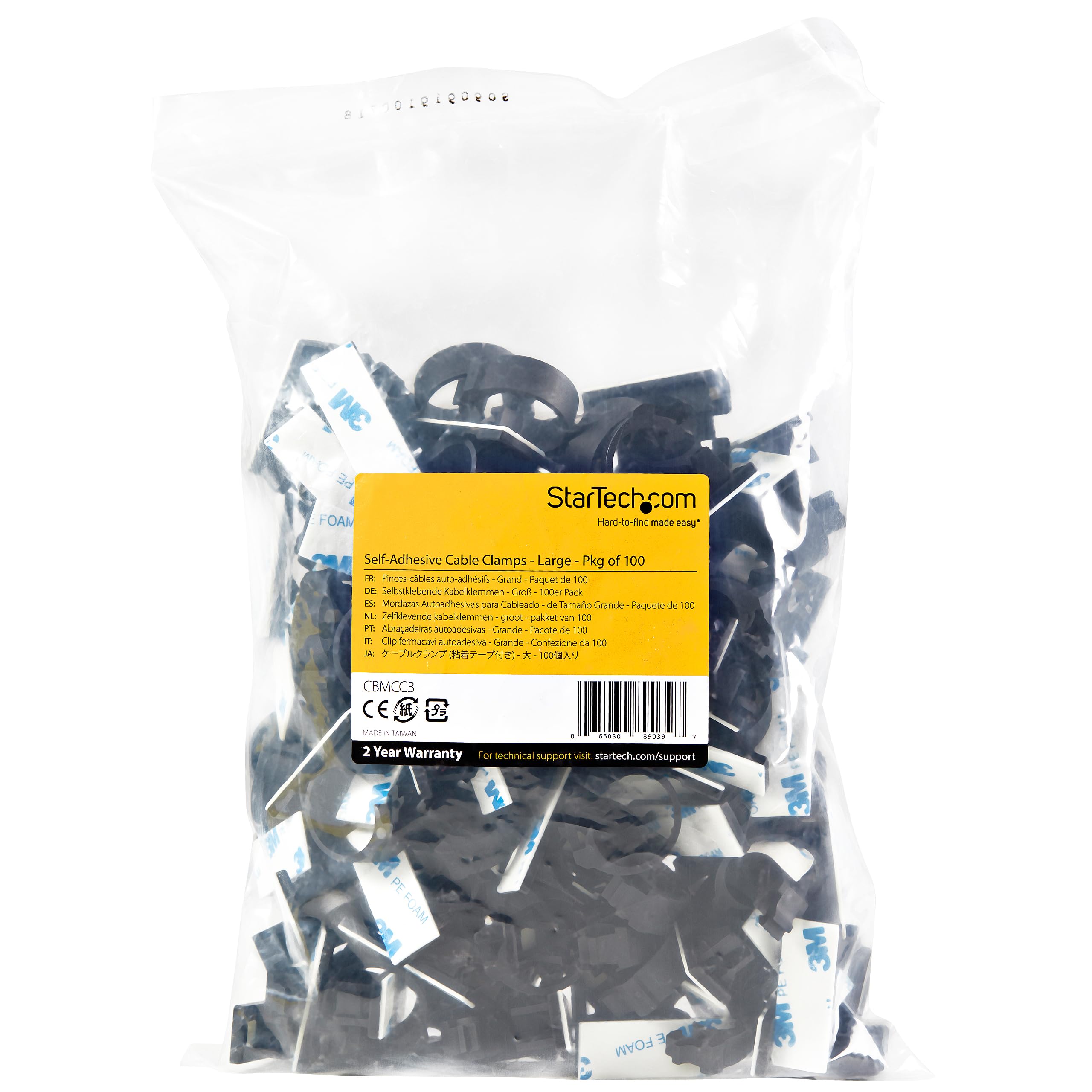100 PACK OF SELF-ADHESIVE CABLE CLAMP SMALL