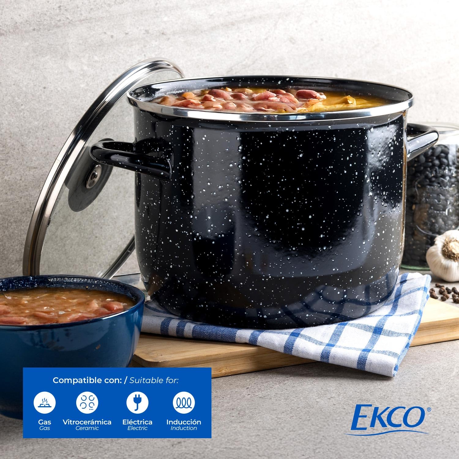 Amazon.com: EKCO EOS 8-Quart Speckled Stockpot with Glass Lid