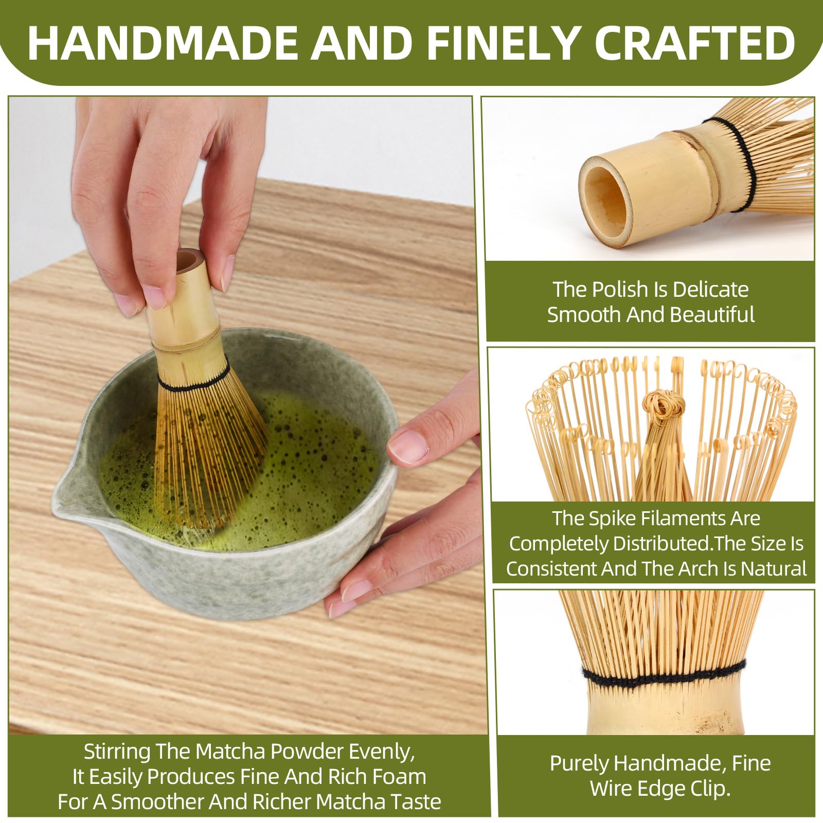 Kit de Ceremonia Japonesa de Matcha de 6 Piezas – Matcha Set con Cuenco de Matcha,Colador,Soporte para Batidor,Batidor de Matcha de Bambú,Cuchara y Pala – Set de Regalo para Amantes del Matcha
