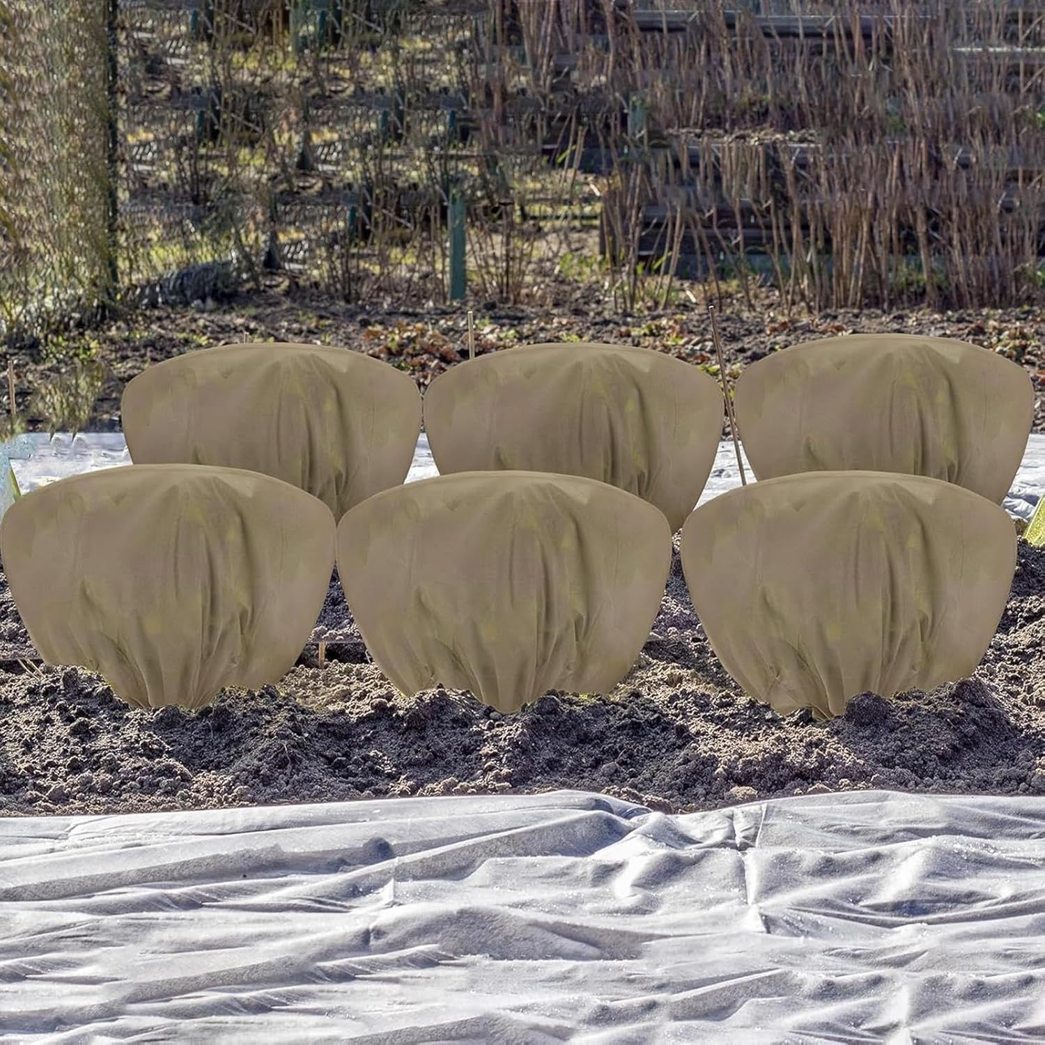 Winter Plant Covers Freeze – Durable Protection 6 Piece Protector, Premium, Tree Frost Blankets Drawstring, Shrub Lawn Garden Outdoor | Shrub Tree Lawn Garden Outdoor Fruit Potted