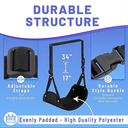 Miniatura 3 de BASIC CONCEPTS Hamaca de pie de avión para artículos esenciales de viaje en avión, artículos esenciales para viajes en avión, reposapiés de vuelo
