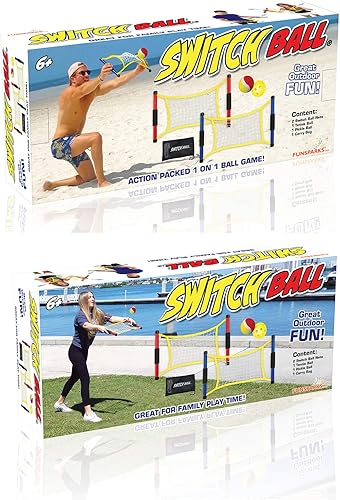 Miniatura 4 de Juego de pelota Switch con 2 redes de malla de lanzamiento y 2 pelotas, 1 tenis y 1 pelota de pepinillo, juguete divertido ligero y duradero para