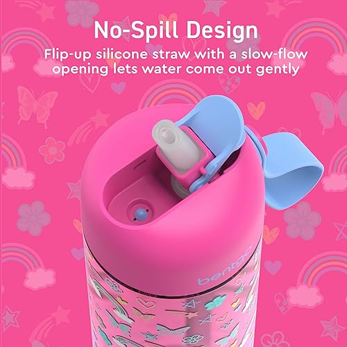 Vista 29 de Bentgo Botella de agua para niños, a prueba de fugas, tritán duradero, sin BPA, taza de 15 onzas para niños pequeños a partir de 3 años, boquilla