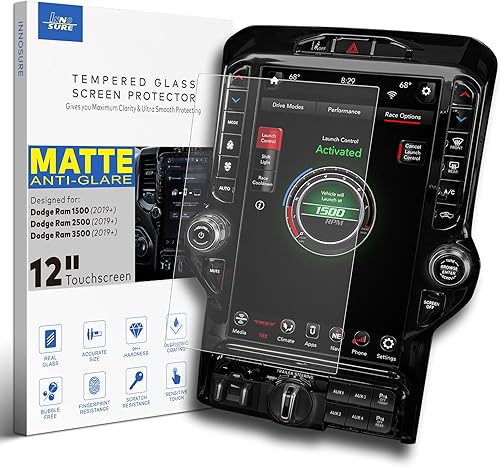 Protector de pantalla de vidrio de 12 pulgadas diseñado para RAM 1500 TRX (2019-2023), RAM 1500, RAM 2500 HD, RAM 3500 HD, CHASSIS CAB, pantalla