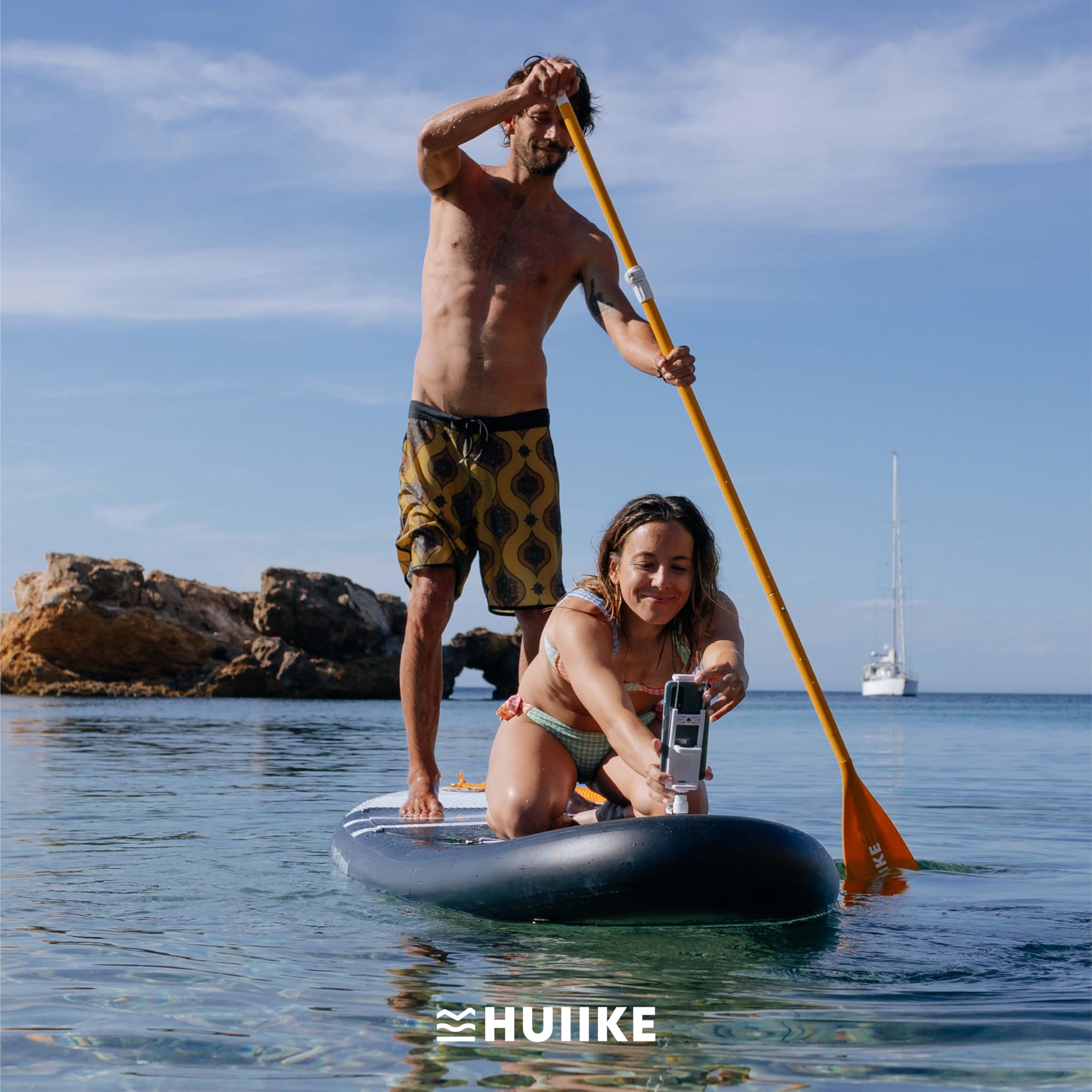 HUIIKE Soporte de Teléfono Móvil para Tabla Paddle Surf Ajustable Phone Holder de Padel Surf Agarre Extra Seguro | Soporte Móvil para Sup Universal (Rosca Tornillo M6), Accesorios Paddle Sup Board