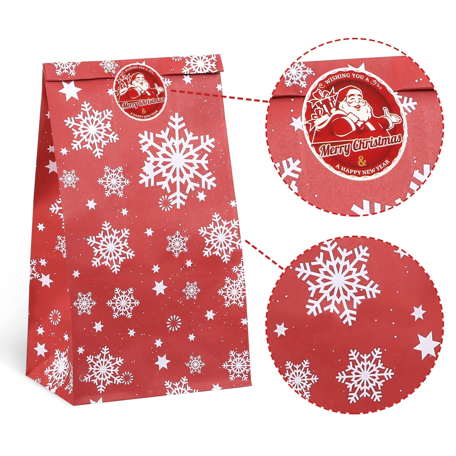 thumbnail: 24 Stuks Kerst Cadeauzakjes - Kleine Papieren Kerstzakjes Met Handvat, 4 Schattige Designs, Perfect Voor Snoep En Cadeautjes