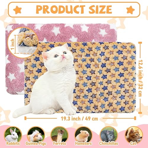 Miniatura 23 de Juego de 2 camas de conejillo de indias, lavable, tapete cálido para cama de animales pequeños, almohada para mascotas para chinchilla, erizo y azul
