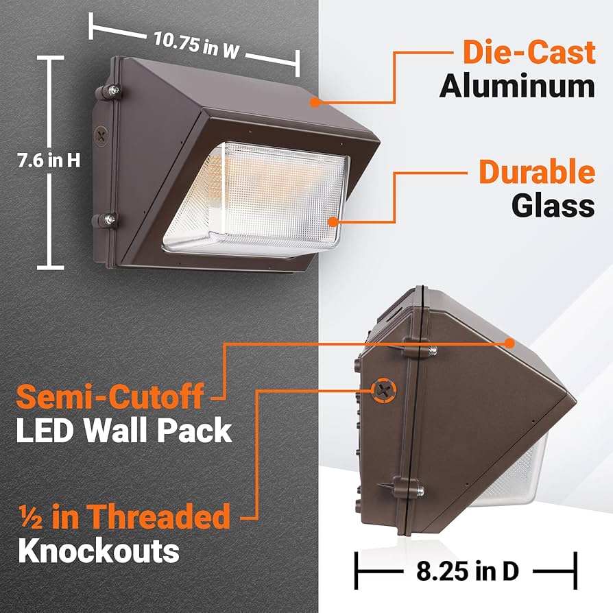 All-in-One 60W LED Wall Pack Fixture - Photocell Dusk-to