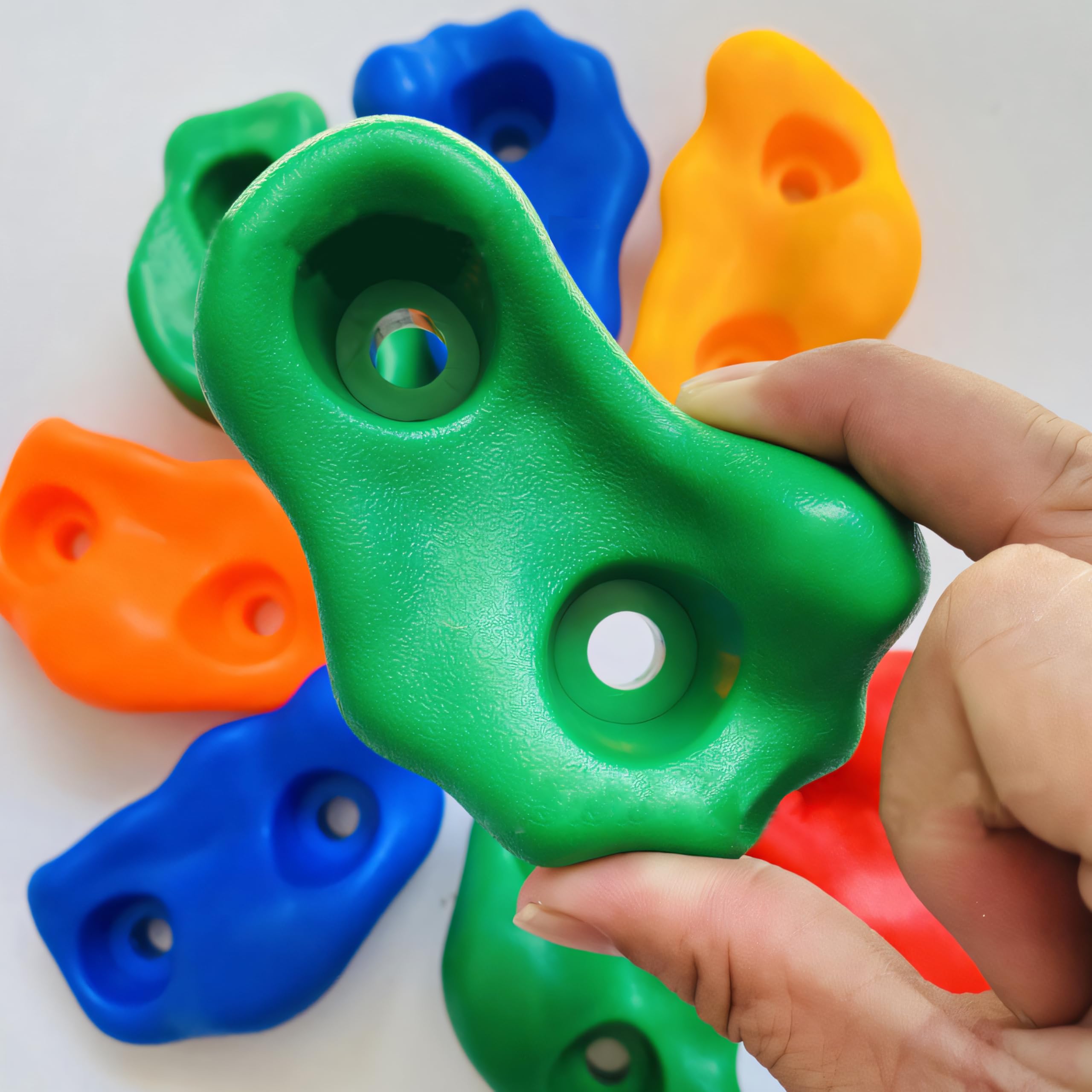 Retoo Klettergriffe Set 10 Stück für Kletterwand Outdoor & Indoor, 10 Klettersteine + 2 Haltegriffe mit Befestigung, bis 100 kg belastbar, Robustes Kunststoff, für Kinder