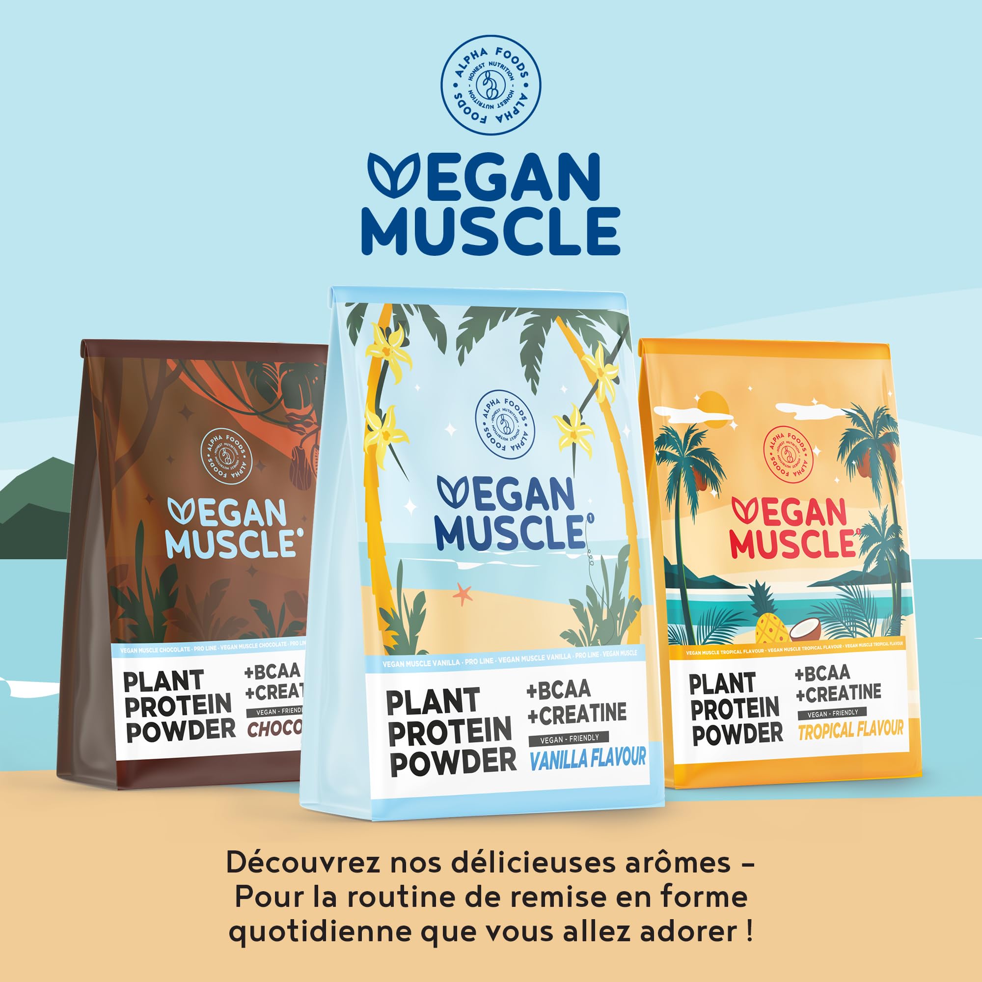 Vegan Proteine en Poudre [600g] | Vanille | 18g Protein de Riz, Pois, Graines de Tournesol | Creatine & BCAA | Pre/Post Workout Proteines Musculation | Protéine Powder | Shake Protéines | Alpha Foods