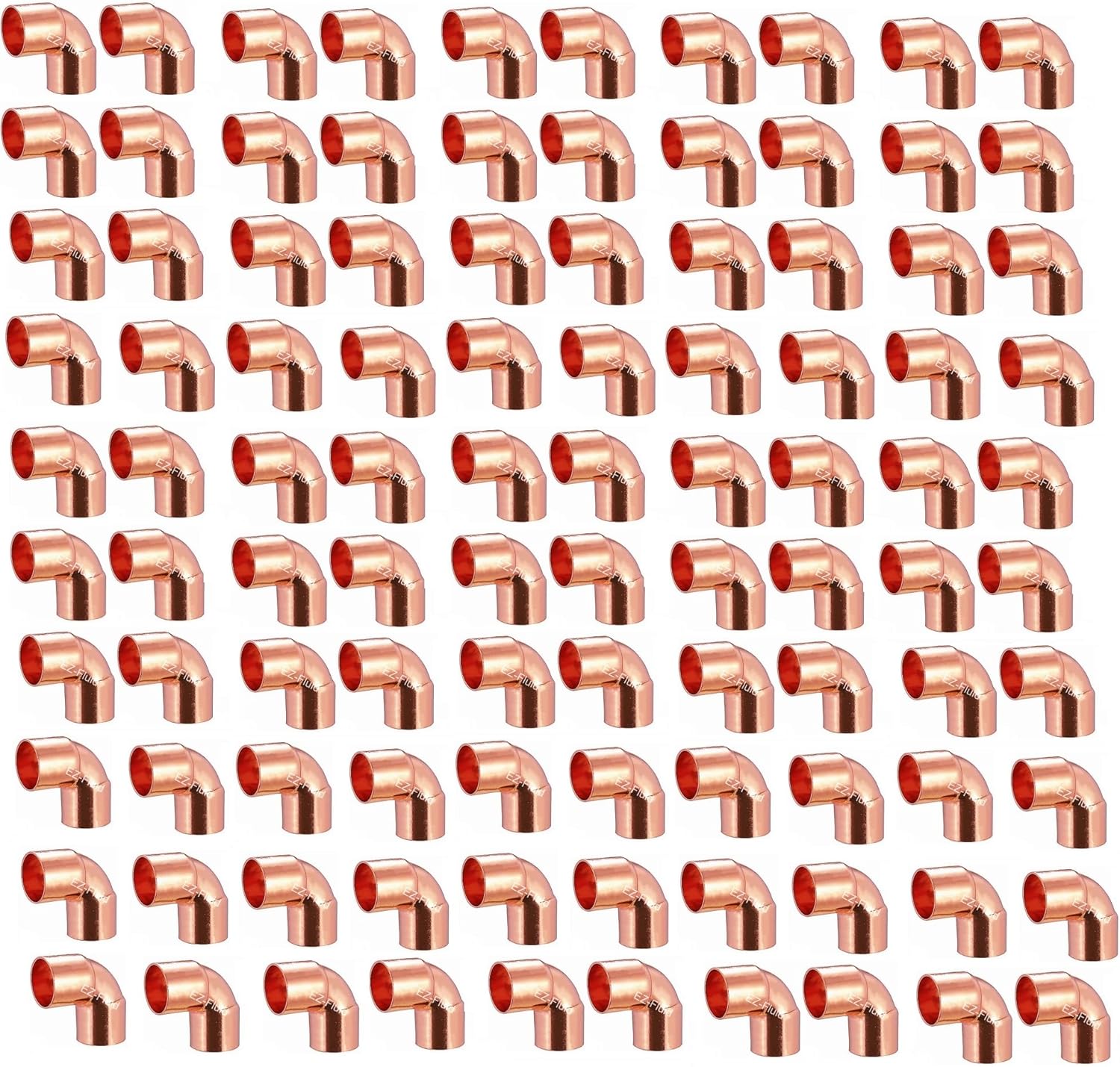 EZ-FLUID Plumbing (100) 1/2 C X C LF Short Radius Copper 90 Degree Elbow Pressure Copper Fitting with Sweat Solder Connection for Residential,Commercial