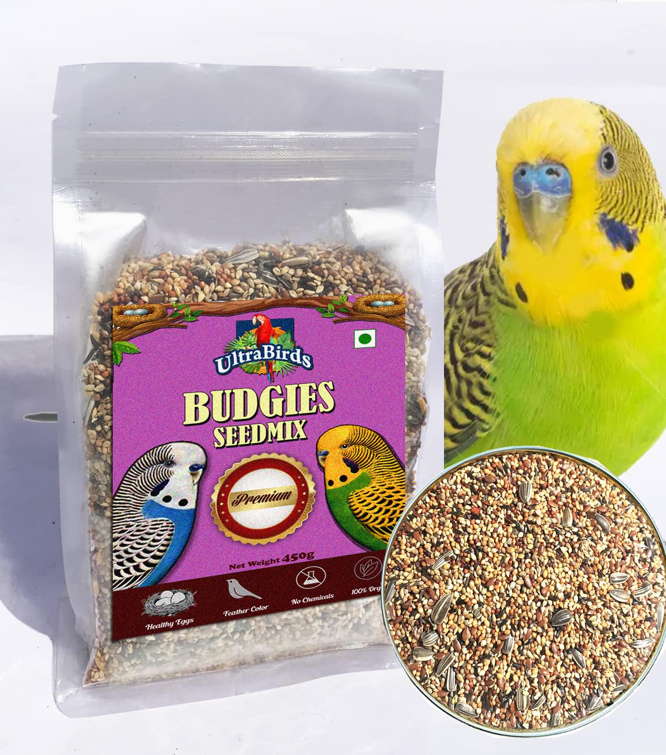 UltraBird’s Seedmix for Budgies and Lovebirds | Daily Birdsfood (900 Grams)