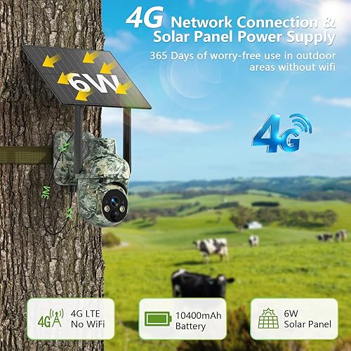 Miniatura 2 de Cámaras celulares 4G LTE, tarjeta SIM integrada y tarjeta SD, no necesita WiFi cámara de rastreo con vista en vivo 2K 360°, cámara de seguridad