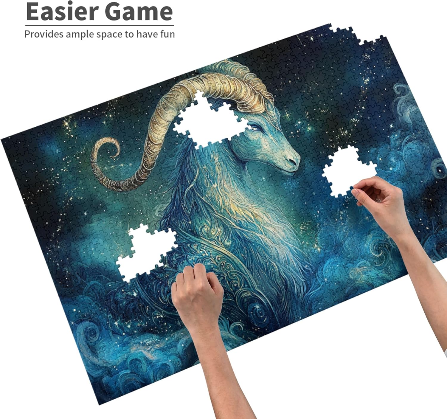 Capricorn Fantasy Puzzles for Adults 1000 Pieces,Explore The Mysteries of The Zodiac Signs,Charming Artwork for Astrology Lovers,Classic Zodiac Signs Capricorn Wooden Jigsaw Puzzle