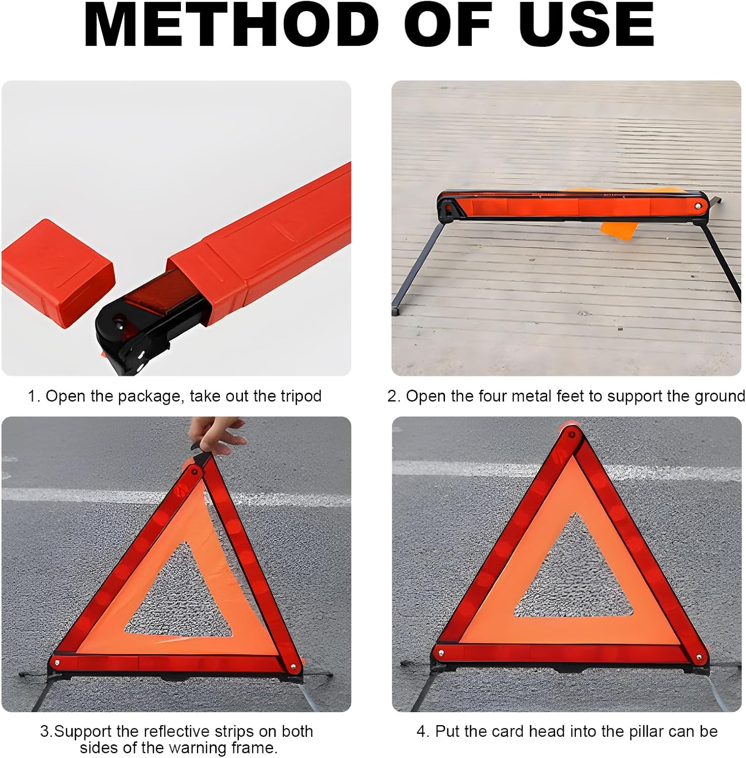 2 PCS Reflective Warning Triangle, Foldable Emergency Warning Frame Triangle with Storage Case, Roadside Hazard Sign Safety Reflector for Auto Breakdown, Car Accessories image 3