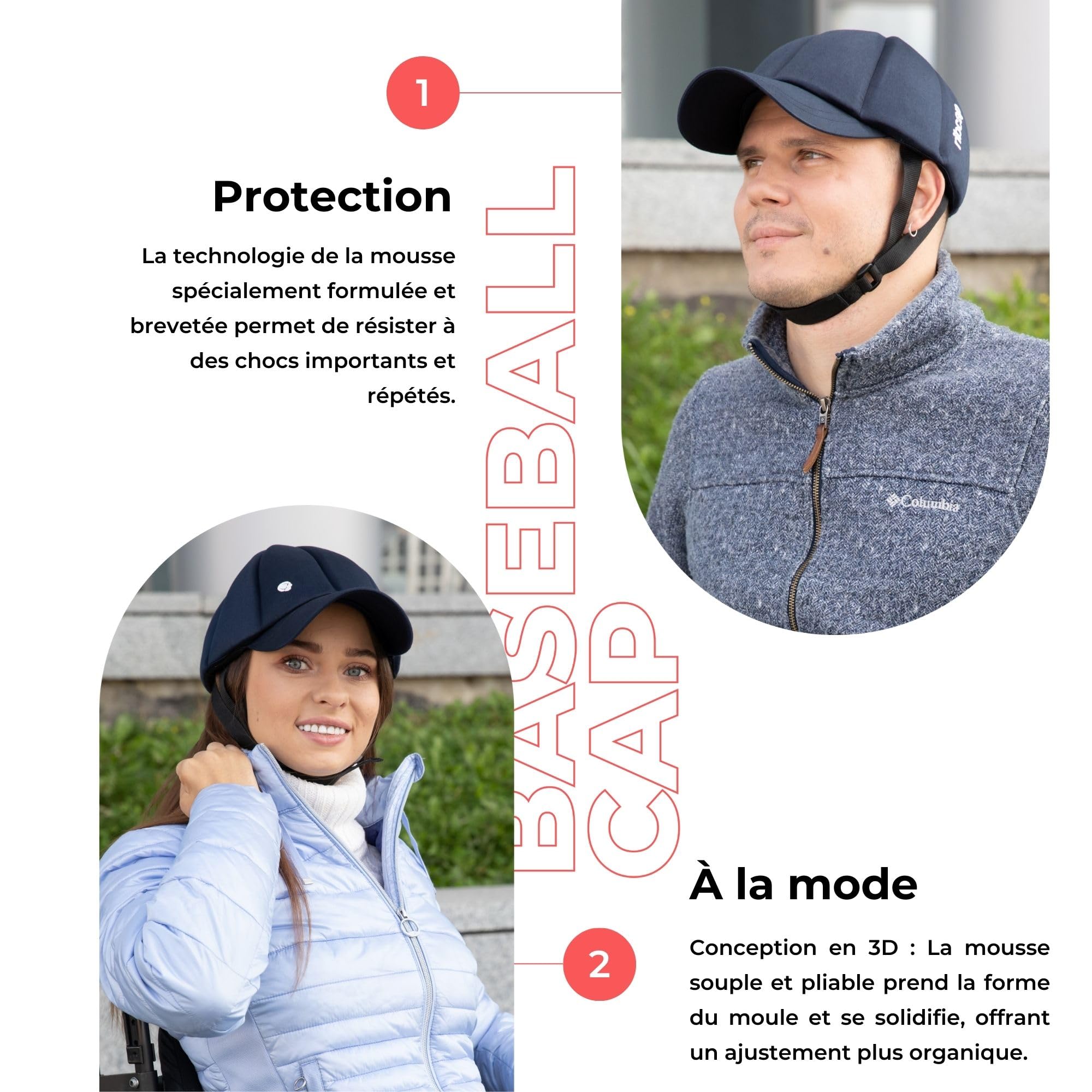Ribcap Baseball Cap Casque Médical de Sécurité: Protection et Style pour Les Personnes à Risque de Chutes | Bleu Marine | Idéal pour Épilepsie, Adultes, Seniors et Toutes Activités