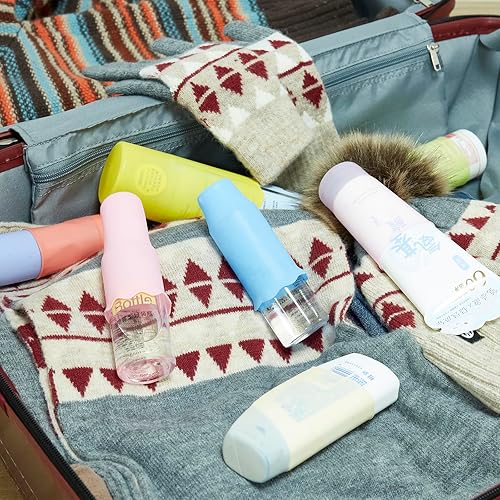 Miniatura 5 de NELSHP Fundas para botellas de viaje, paquete de 10 fundas de silicona para contenedores de viaje, accesorios de viaje para champú, loción,