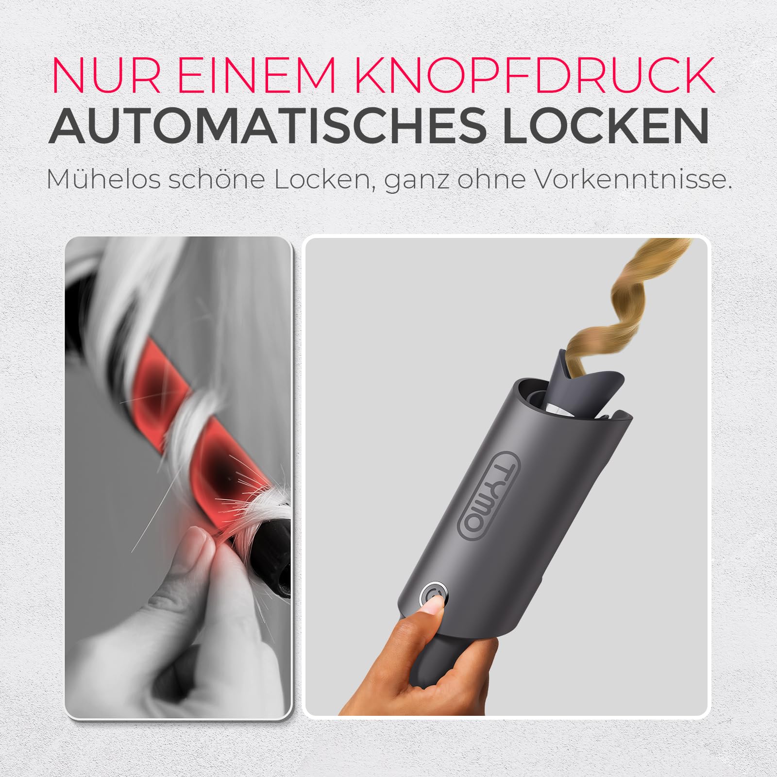 TYMO Lockenstab Automatisch Große Locken - TYMO CURLPRO Automatischer Rotierender Lockenstab 25mm für Kleine Locken mit 3 Temperaturstufen, 160-210℃, Beach Waves Lockenstäbe für Kurze und Lange Haare