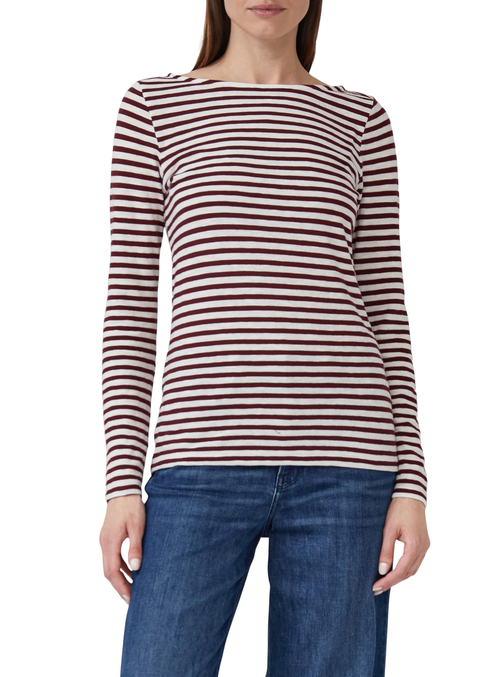s.Oliver Gestreiftes Langarmshirt aus Flammgarn mit U-Boot-Ausschnitt