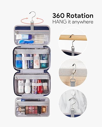 Miniatura 3 de OlarHike Neceser para mujeres y hombres, impermeable, para maquillaje, joyería, viaje, neceser de cuero, para colgar, organizador para artículos