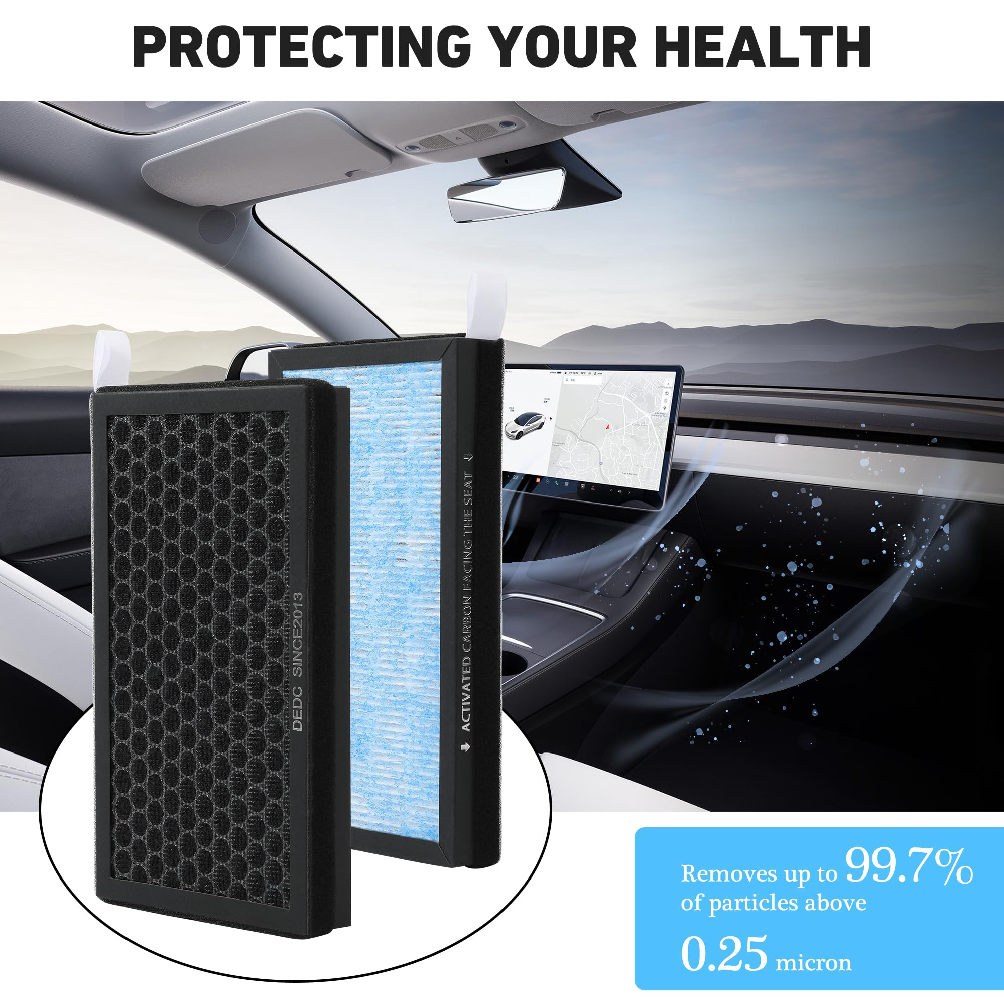 For Tesla Model 3 Y Air Filter HEPA 2 Pack Activated Carbon Cabin Air Filter - Foto 3