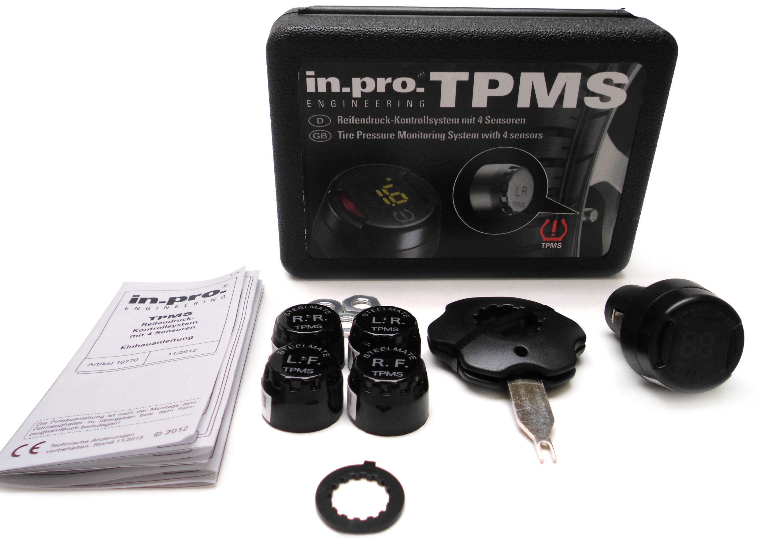 in.pro Sistema TPMS di Controllo della Pressione dei Pneumatici, con 4 sensori
