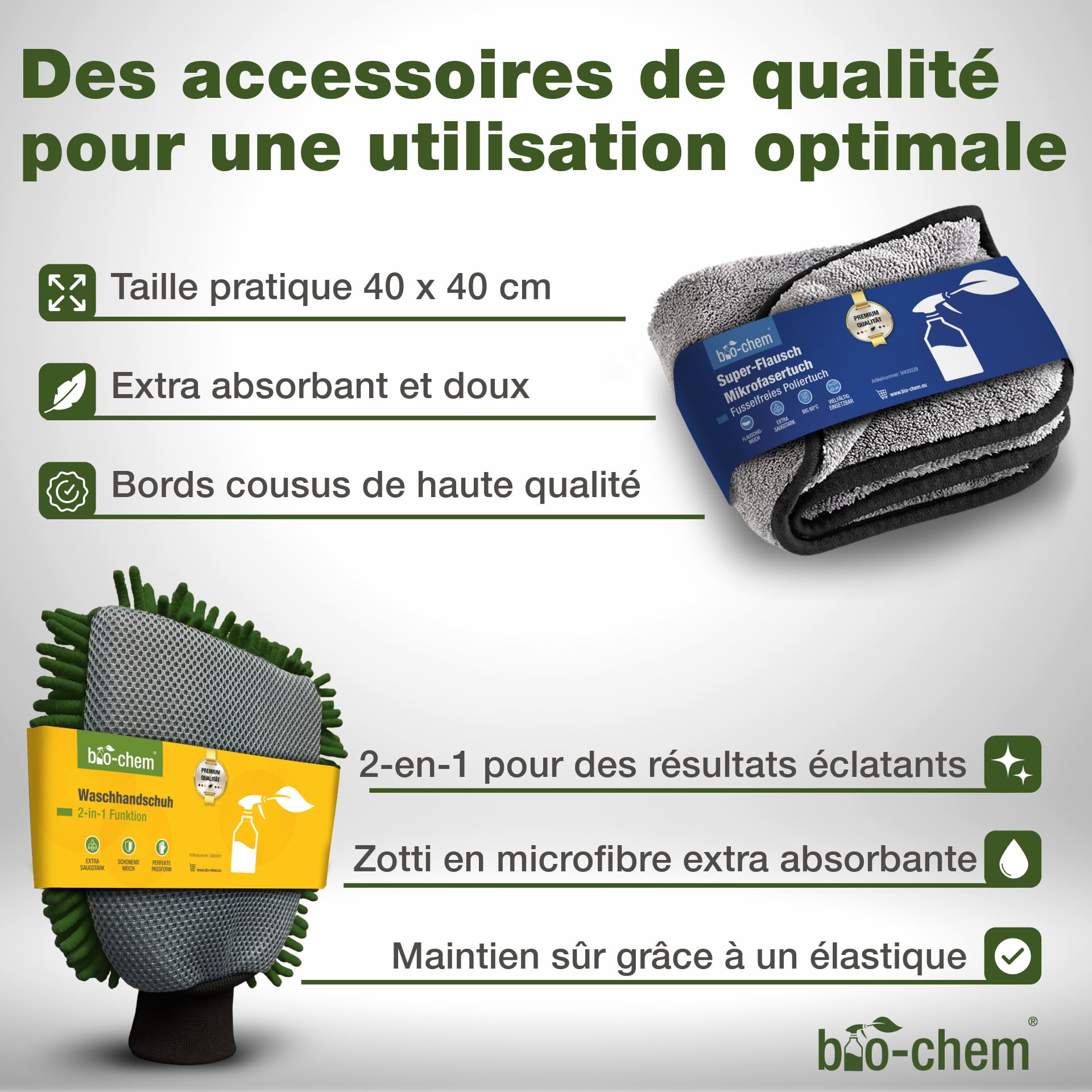 Bio-Chem - Profi Set nettoyage et cirage caravanes - Shampooing lavage et soin, cire de scellement carrosserie, décapant traces de pluie - Accessoires inclus
