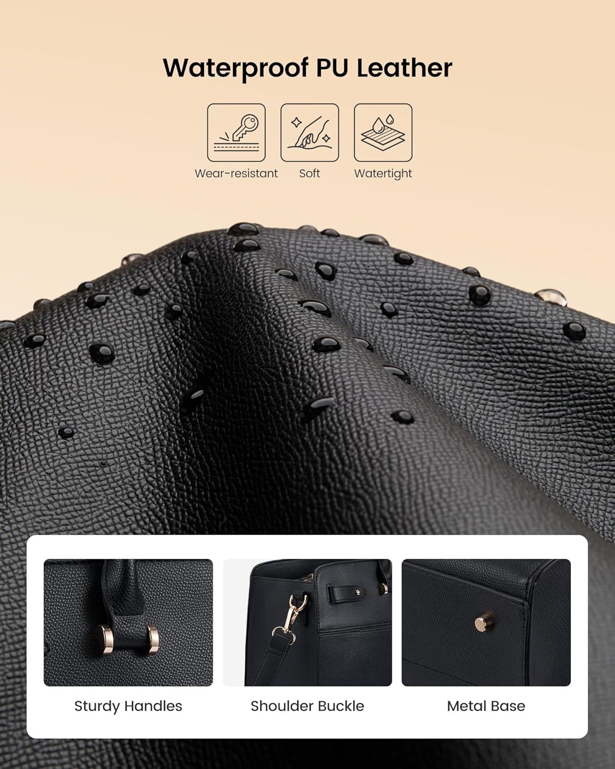 LOVEVOOK Laptop Tote Bag for Women, PU Leather Work Bag Waterproof Briefcase Handbag for Teacher Business with Silk Scarf - Image 4