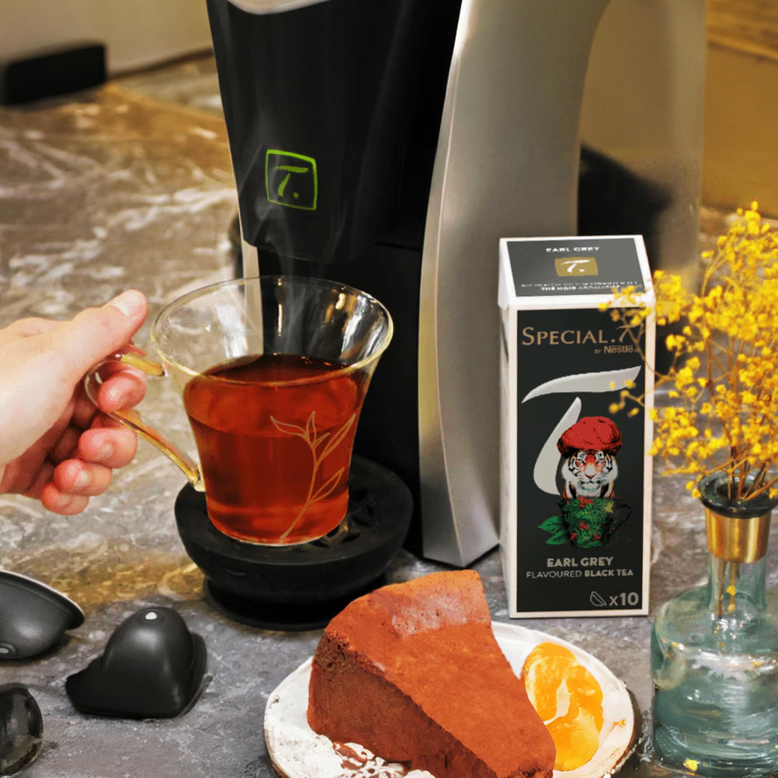 Special T 4er noir thé set - Ceylon (Bio), darjeeling (Bio), earl grey & english breakfast - 10 capsules par paquet (40 au total) black tea mix