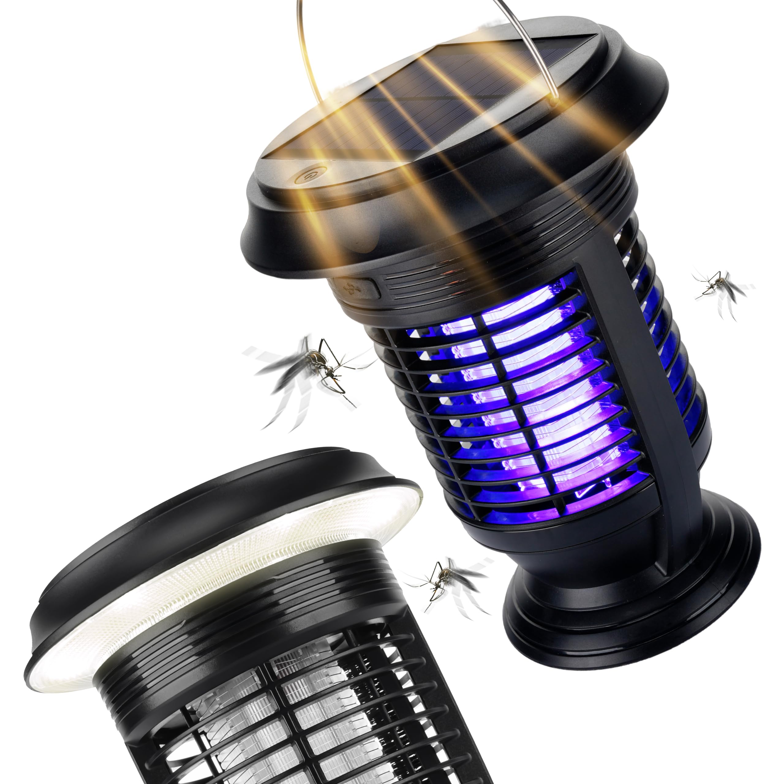 RAPIZZ Lampada Antizanzare Elettrica I Solare & Con spina I Resistente Pioggia & Batteria Li-Ion I Anti Zanzare Elettrico Lanterna Zanzare Antizanzare Da Esterno Antizanzare Elettrico Da Interno Buzz