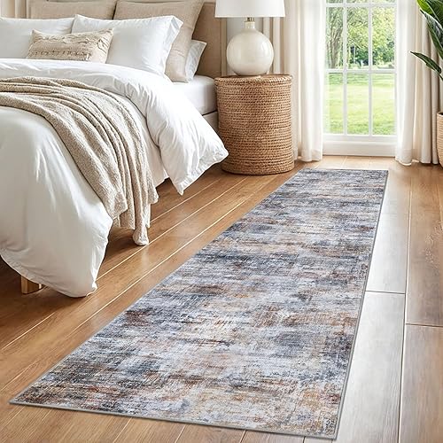 Miniatura 462 de IOHOUZE Alfombra pequeña abstracta de 2 x 3 pies, alfombra de entrada lavable para entrada interior, alfombras con respaldo de goma, alfombra gris