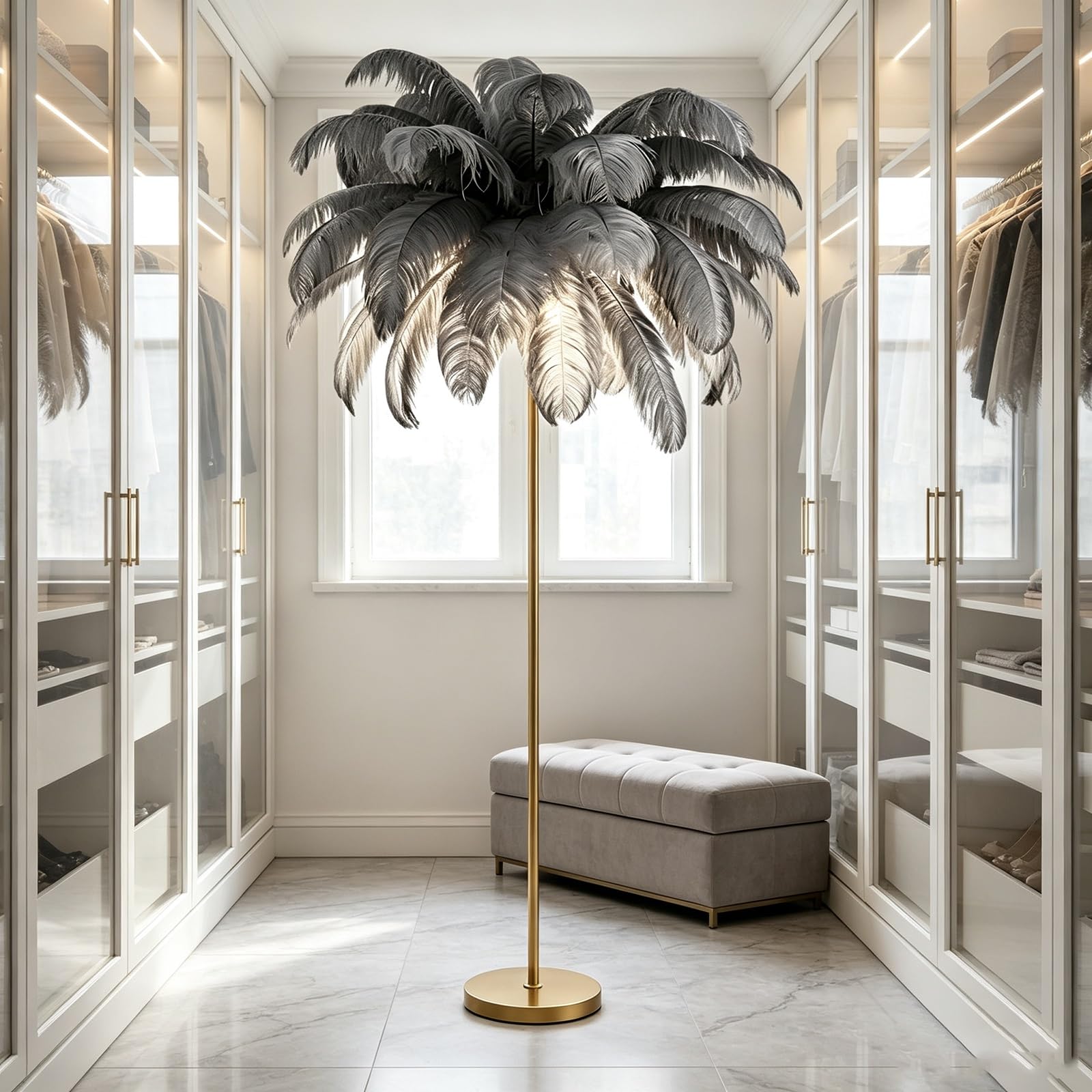 LCNDKF Luxury Decor Feather Floor Standing Lamp