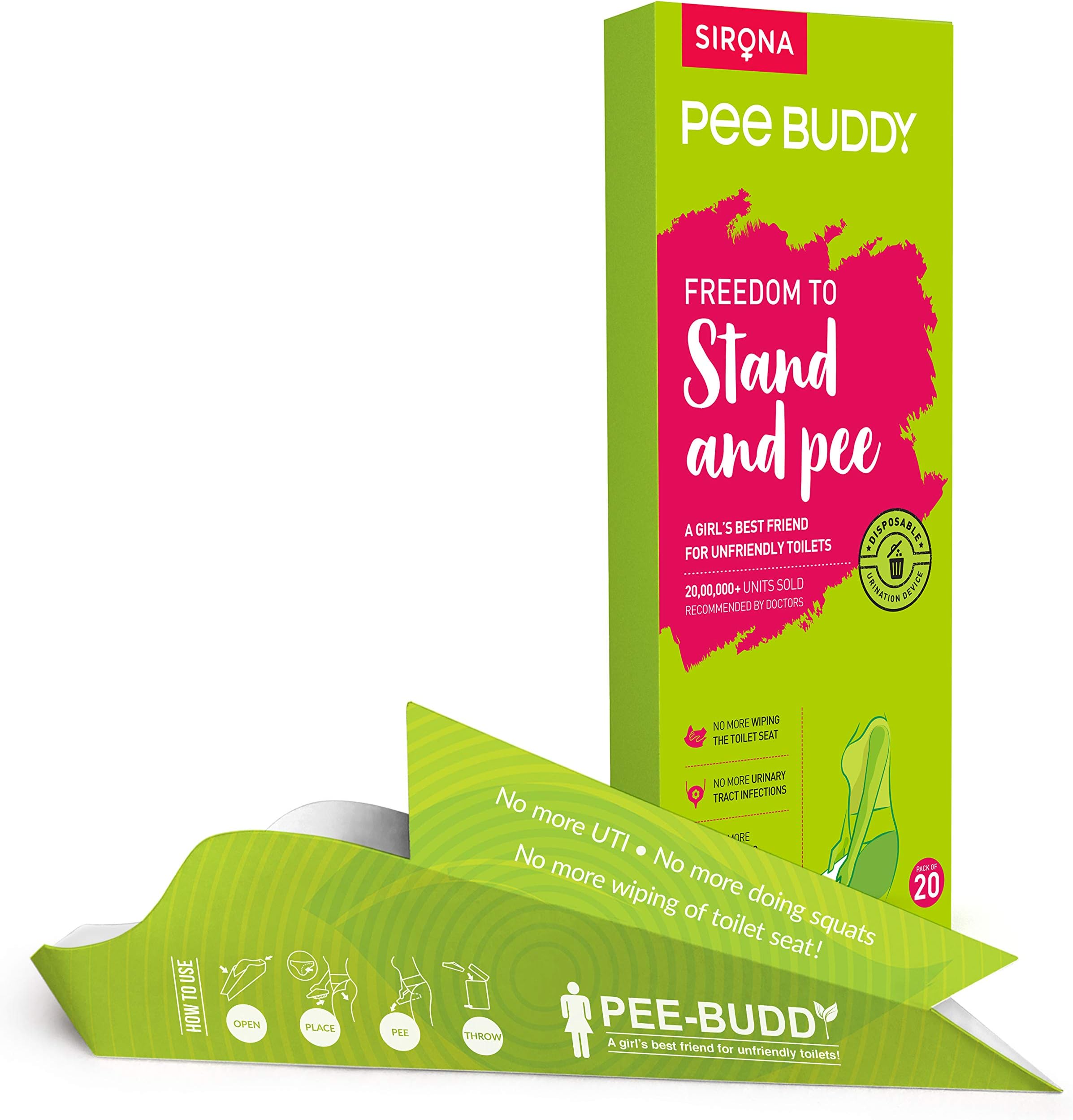 PeeBuddy Funnels Portable Female Urination Device | Recyclable Disposable Urinal Funnel | Travel, Camping, Hiking and Outdoor Activities | Discreet and Compact Stand and Pee Funnel for Women, Girls
