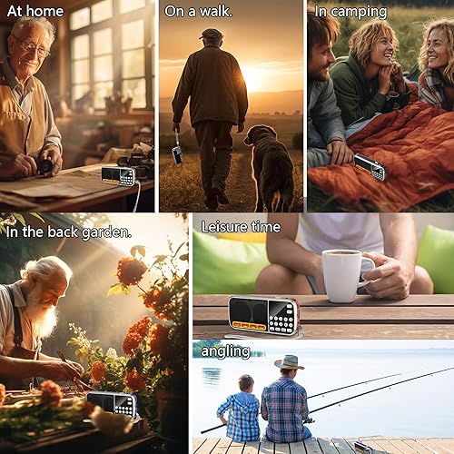 Miniatura 3 de Radios pequeñas portátiles AM FM, radio con batería de gran capacidad recargable, tarjeta TF tarjeta micro SD ranura USB reproducción de MP3,