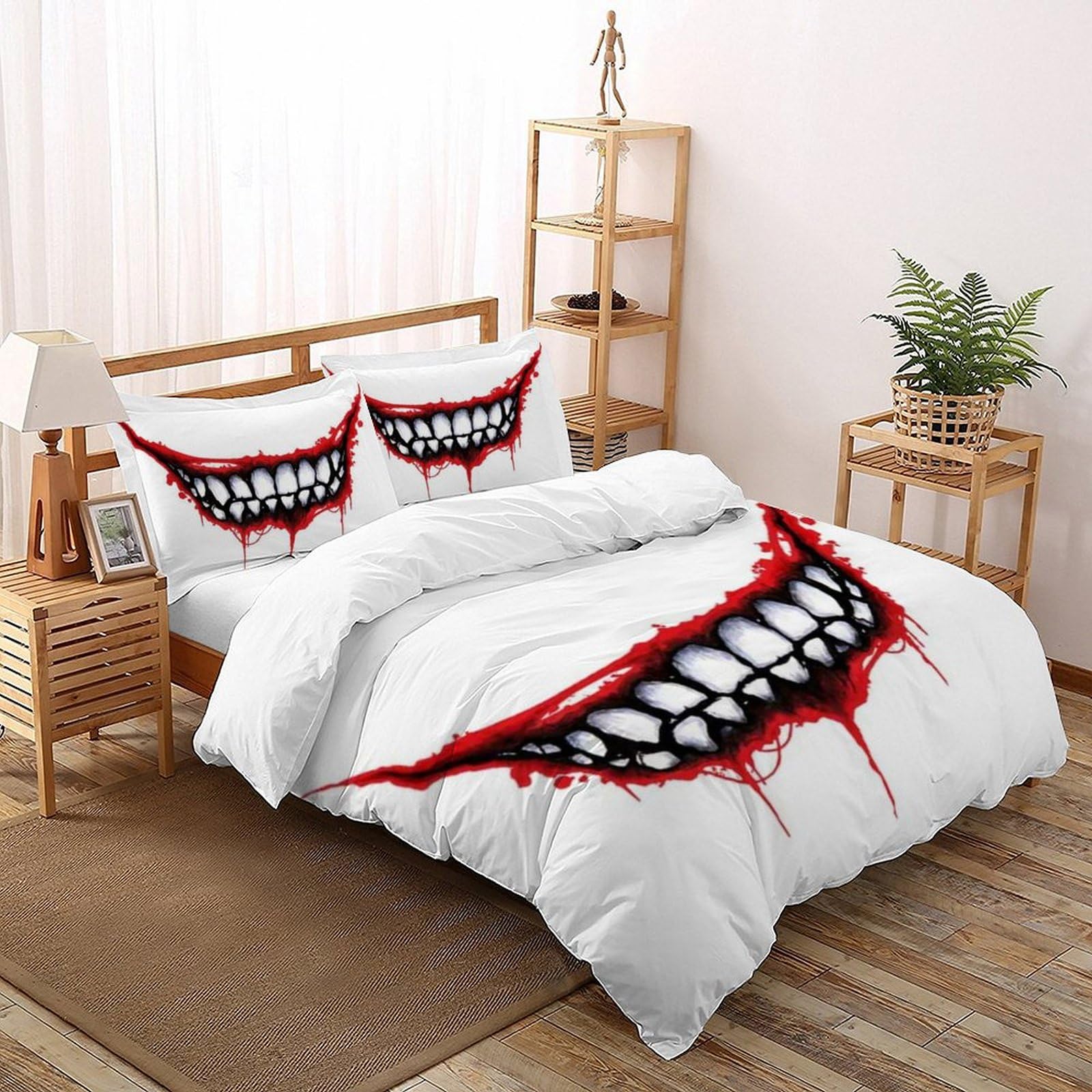 Parure de lit graffiti 3d le diable 260x220 cm avec housse de couette zippée et taies