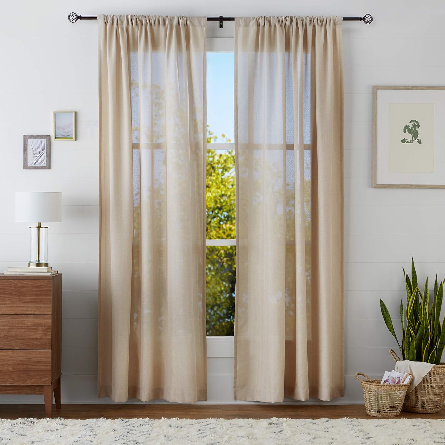 Amazon Basics Lattice Cage Curtain Rod Finials, Set of Two, Bronze