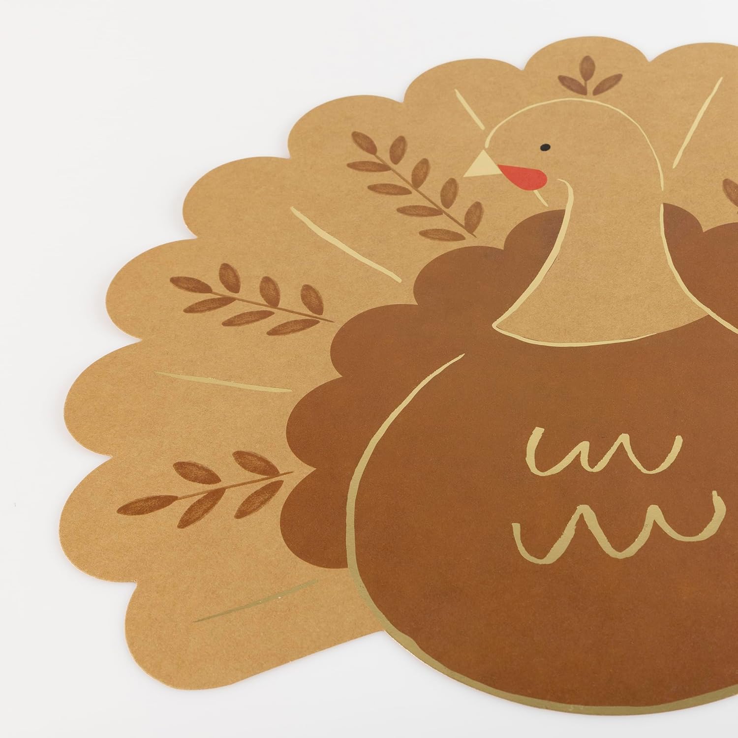 Meri Meri Folk Turkey Thanksgiving Placemats (Pack of 12), 16.875" x 15.25" Disposable Paper Table Decorations, Thanksgiving Placemats for Kids