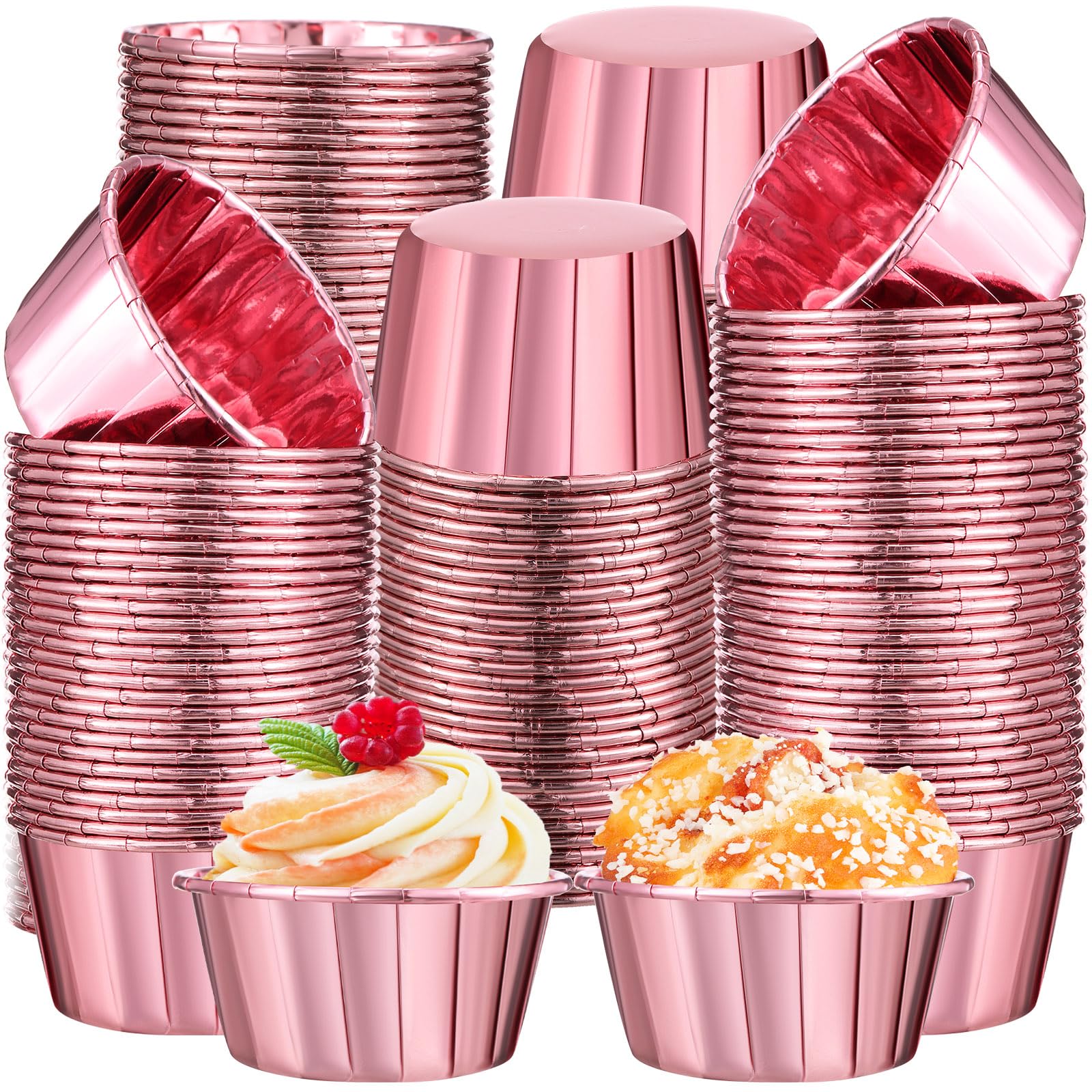 300 Pack Rose Pink Cupcake Liners Bulk Disposable Foil Muffin Cup