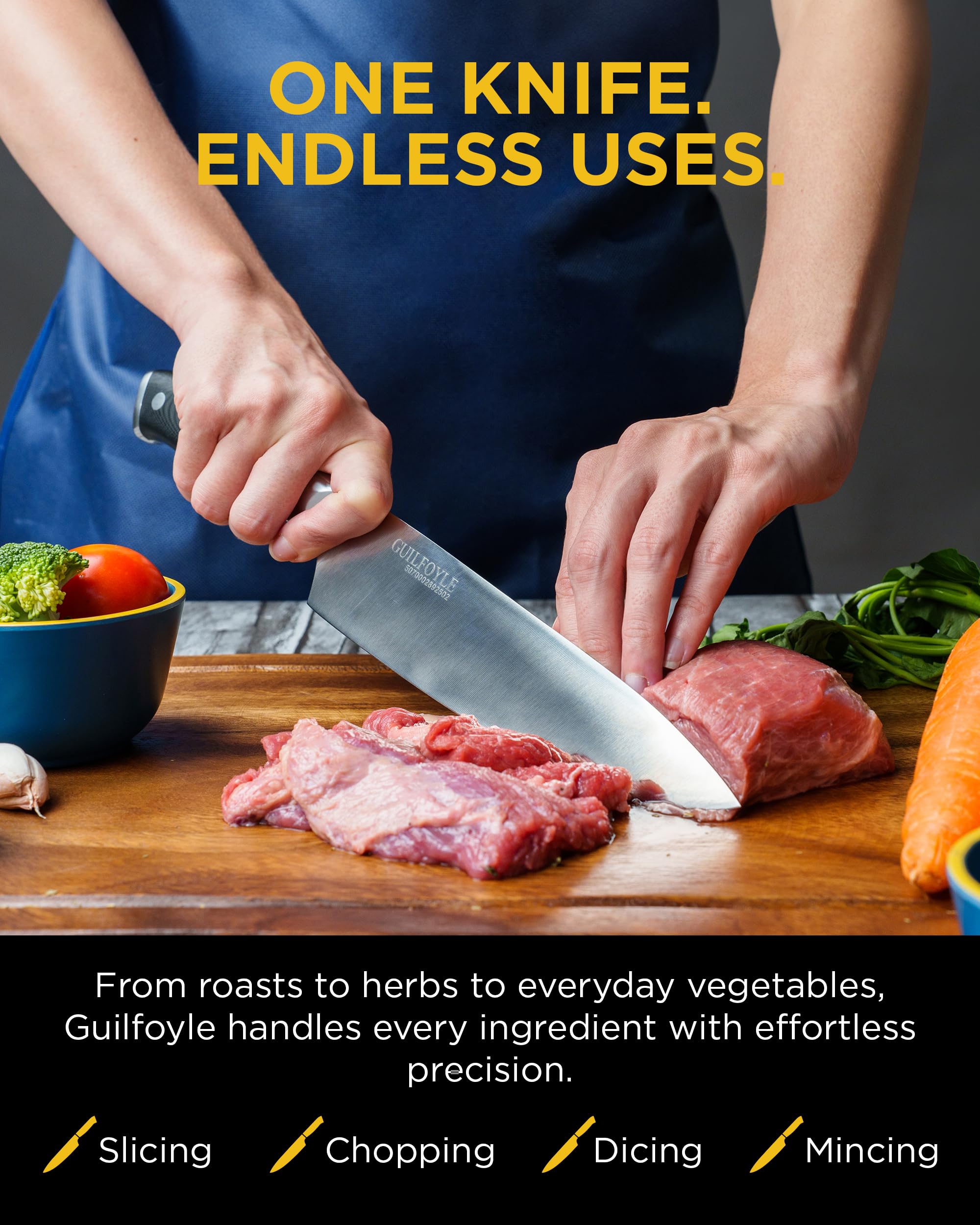 Guilfoyle 8 Inch Chef’s Knife – Dangerously Sharp – Gift Cautiously! — Amazon image 7
