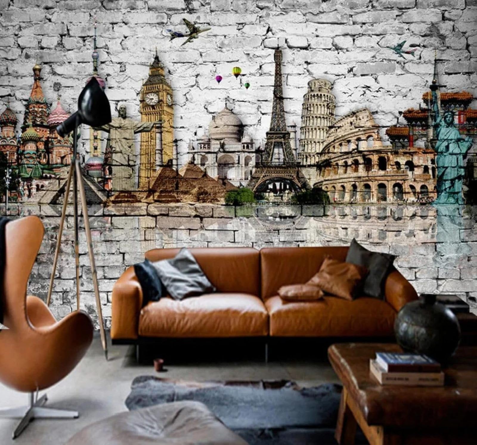Tzxztt Vintage Brick Wall Hand Painted Architecture Art Modern 3D Wallpaper Premium Textured Silk Neutral Tones Material Ideal for Living Room Bedroom-430cm×300cm